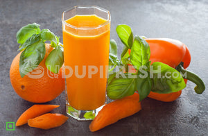 Fresh Juice Of Carrot, Orange And Paprika With Basil 500 ML